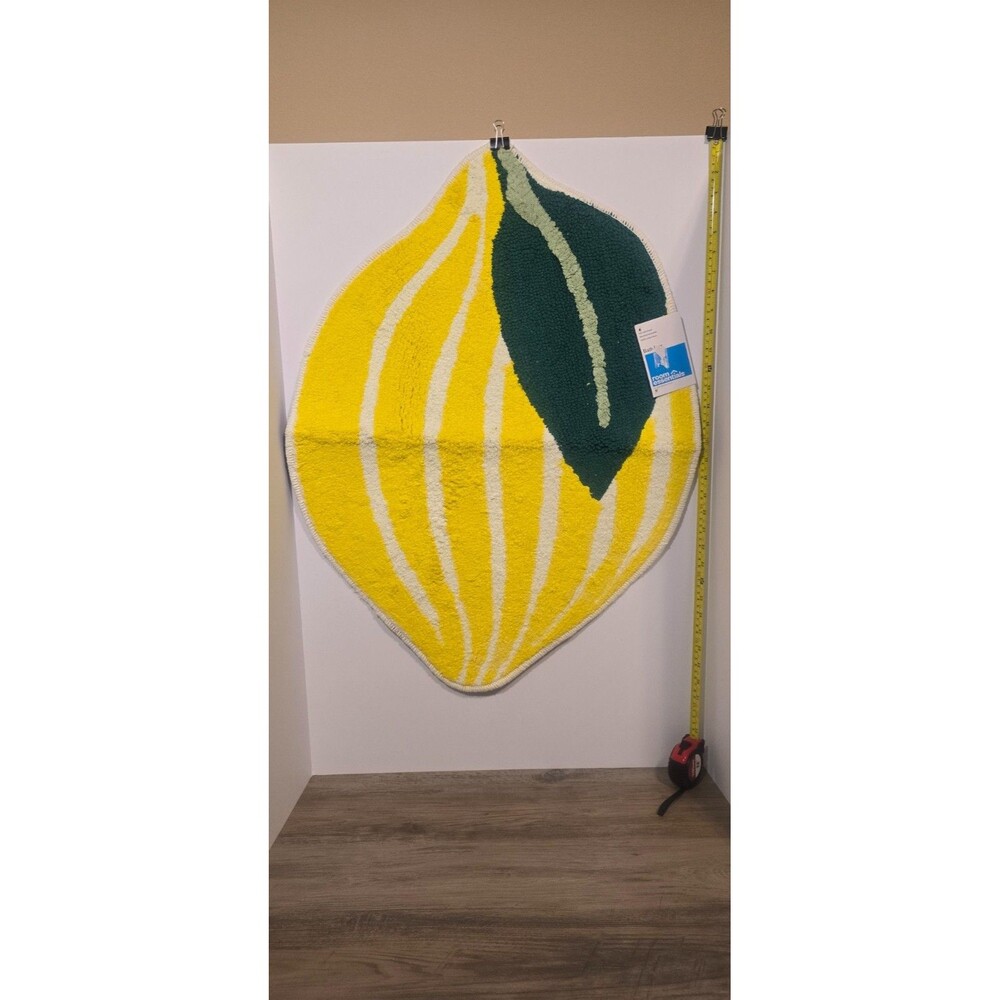 Lemon Shaped Machine Washable Non-Slip Bath Rug Yellow - Room Essentials